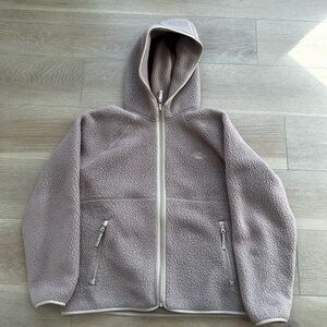 TNA Hooded Sherpa Jacket in Taupe
